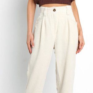 Beige Corduroy Boho Pants